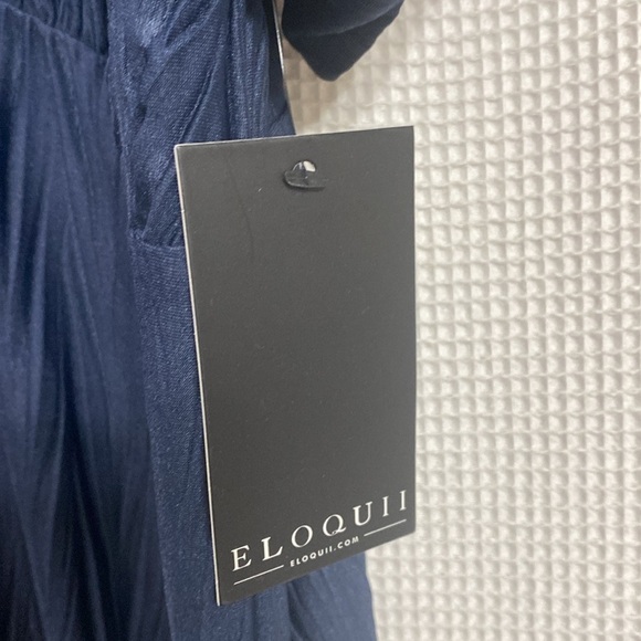 Eloquii NEW Caftan dress SZ 22 navy chevron pleating maxi v neck empire waist - Picture 4 of 10